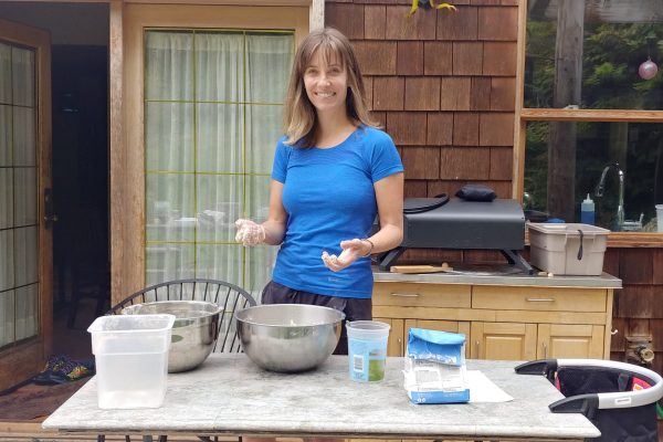 making pizza dough in our workshop